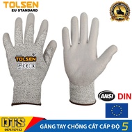 TOLSEN level 5 cut-resistant gloves with PU coating, protective gloves against puncture, abrasion, a
