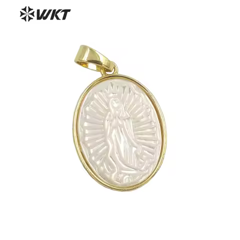 WT-JP320 Wholesale Fashion Religious Virgin Pearl Natural Shell PendantO​val Shape For Women Jewelry