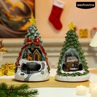 Westcovina Christmas Tree Village Lighted Figurine with Spinning Santa Train Plays 8 Holiday Carols 