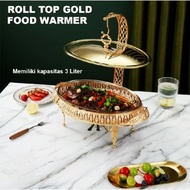 FOOD WARMER LUXURY BUFFET PLACE THICK GOLD/FOOD WARMER GOLD GLASS CONTAINER PARTY BUFFET PLACE