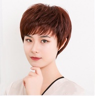 TSEวิกผมหญิงวิกผมสั้นแม่สั้นวิกผมหยิกกลาง-กลางและผู้สูงอายุผมแท้ปกหญิง RW57