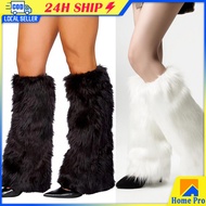 Y2K Leg Warmer for Woman Winter Warm Vintage Punk Jk Solid Color Fluffy Faux Fur Boots Cover