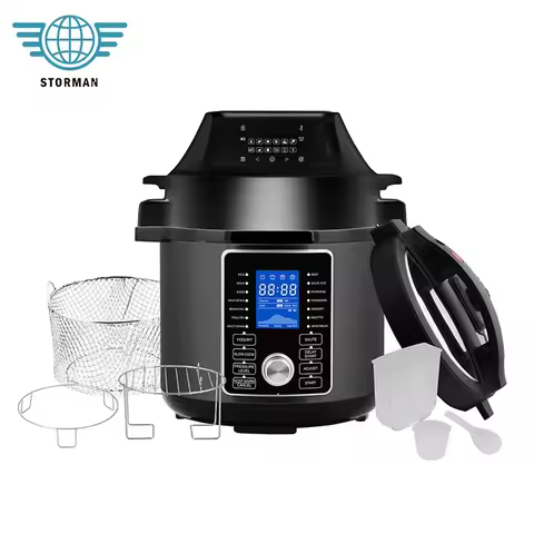 Professional Manufacturer 6L Smart Household Two Lids in 1 Unit Pressure Cooker Air Fryer All in 1