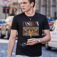 Harajuku Summer O-neck Men Clothes T-shirt Top Tee Fashion Leopard Print Male Clothing All-match Short Sleeve  S-5XL