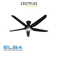 ELBA DC Ceiling Fan 56" LUNA ECF-N5612L(BK) - 5 ABS Blades - DC Motor Tri-Color Temperature LED