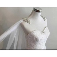 Cape Rhinestone Appliques on Shoulders Bridal Shoulder Veil In White, , wedding accessories