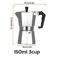 กาต้มกาแฟ โมก้าพอท หม้อต้มกาแฟ กาชงกาแฟ หม้อต้มกาแฟแบบแรงดัน MOKA POT  เครื่องทำกาแฟสด ขนาด3ถ้วย 6ถ้วย 9ถ้วย Seabuy