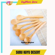 Sudu Kayu Kecil Small Bamboo Wooden Spoons Dessert Ice Cream Honey Kids Baby Spoon Gift Set