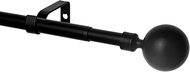 WL.Rocaille Black Curtain Pole with Ball Adjustable Curtain Rail 30 to 52 Inches Extendable Metal Re