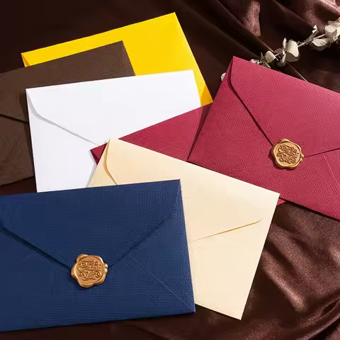 5 Pcs Retro Linen Pattern Envelope Girlfriend Confession Letter High End Business Invitation Postcar