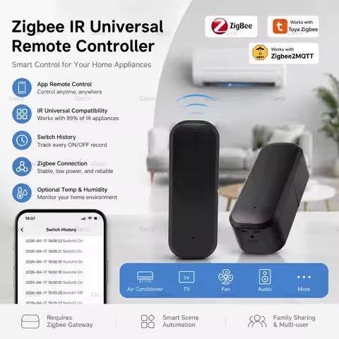 Zigbee Universal IR Remote Control Smart Home Thermometer Hygrometer Infrared Blaster Controller For