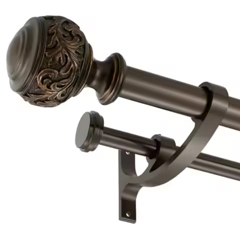 Double Curtain Rod 1 inch Window Telescoping Drapery Double Rod 72 to 144 Inch 6-12 Feet Classical B