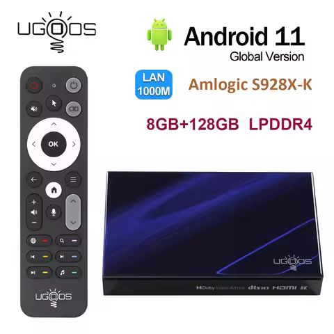 UGOOS SK1 Amlogic S928X-K Android 11.0 AV1 Smart Tv Box DDR4 8GB 128GB WIFI6 BT5.2 Set Top Box 8K HD