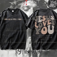 24h Shipping N9THNOVA Christian Jesus Good News God Loves You Washed Pure Cotton T-shirt Vintage 7
