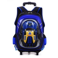 3D Car Back to School Kids Trolley Backpack Students School Bag 2 wheel 6 Wheel