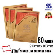 Buku Latihan/80pages Single Line/Exercise Book/Buku Tulis Garis Satu/Buku Tulis 4 Lines UNIPAPER/80P
