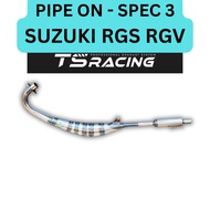TS RACING PIPE ON SPEC 3 EXHAUST SUZUKI RG SPORT 110 RGV 120 2 STROKE PERFORMANCE PIPE RACING EKZOS