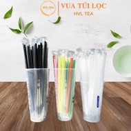 Ống hút sinh tố trà sữa nước ép nhựa đầu nhọn có màng bọc - HVL TEA