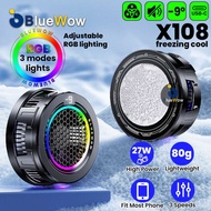 BlueWow ic Cell Phone Cooler X108, Cellphone Radiator with Removable Grip, Portable RGB Cooling Fan 