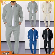 Men Casual Two-piece Suit Spring and Autumn Men Suit Mens Casual Two-piece Suit with Waffle Pattern 