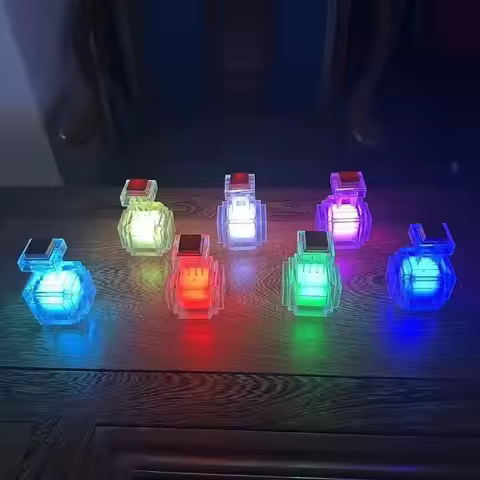 High-quality pixel-style potion-bottle night light: tap to cycle 7 colors, perfect desk décor and a 