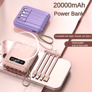 【SG Local Stock】20000mAh Power Bank Portable With 4 Wires LED Flashlight 3C Certified