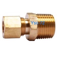 BRASS FITTING COMPRESSION MALE CONNECTOR  ( INCH SIZE ) BRASS CONNECTOR COMPRESSION FITTING