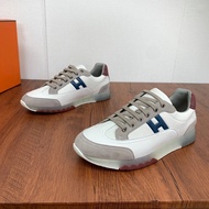 2024 New hermes hermes Men's Shoes Soft Nepa Calfskin Upper Fashion Casual Shoes Sports Shoes Sneake