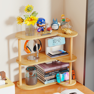 書桌面轉角書架收納儲物多層置物架桌上整理簡易小架子實木杆儲物