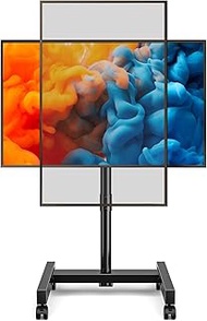 YOMT Mobile TV Cart Rolling TV Stand for 13-50 inch Screens, Tilting and Rotating Mount, Portrait to