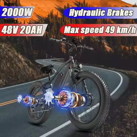 LANKELEISI MG740PLUS Electric Bike 2000W Motor 48V 20AH Mountain Electric Bicycles 26*4 Fat Tire Max