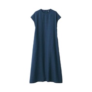 MUJI ชุดเดรสลินิน คอกลม WASHED HEMP FRENCH SLEEVE DRESS (C014)