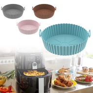 2024 Silicone Air Fryers Oven Baking Tray Pizza Fried Chicken Airfryer Silicone Basket Reusable Airfryer Pan Liner Accessories Non-stick Fryers Tray