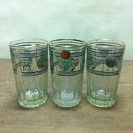 WH9803【四十八號老倉庫】全新 早期 台灣 淡綠 直條紋 粉藍色 老鼠 貓 雞 氣泡 玻璃杯 220cc 1杯價