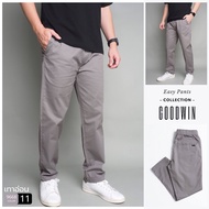 ⚡GW⚡9668 กางเกงขายาว ผู้ชาย ผ้ายืด ทรงขาเต่อ เอวยืด มีเชือกผูก ยาว 37-39.5 นิ้ว ไซส์ 30-40 Goodwin B