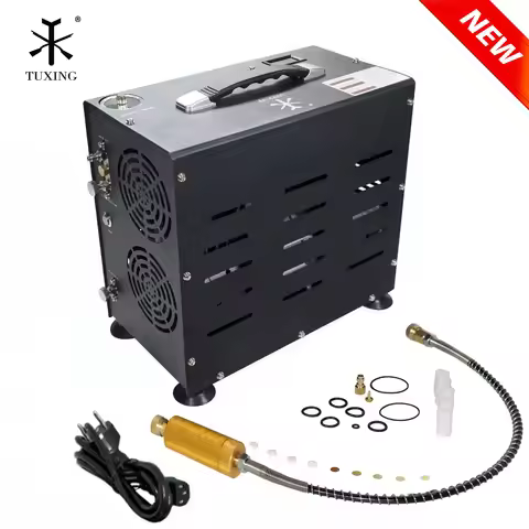 TUXING 300Bar PCP Air Compressor 800W Dual-Cylinder Set pressure High Pressure Compressor for Diving