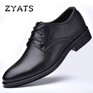 ZYATS Men's New Business Leather Shoes Breathable Fashion Formal Shoes Large Size 38-48 Black