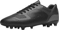 Men's Firm Ground Soccer Cleats Football Boots Shoes, Black/Grey, 9