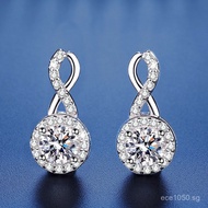 Cross-Border8Pure Silver Earrings for Women Round Bag50Wholesale Moissanite Light Luxury Earrings d 