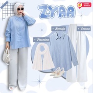 KEMEJA One set 3in1 knit pants culottes striped shirt pashmina pashmina | Outfit coquette classy pas