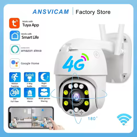 4G Tuya Ourdoor Camera 5MP 4X Zoom Wifi Ptz Security Camera Night Vision Two Way Audio with Alexa Go