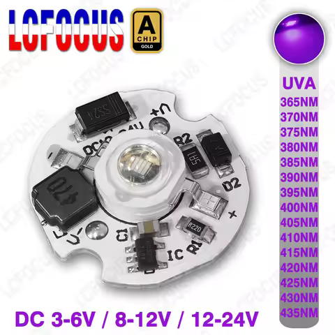 3W 5W UV LED Ultraviolet Lamps UVA 365nm 370nm 380nm 390nm 395nm 400nm 410nm 420nm DC 5V 12V 24V For