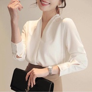 Readystock❤️Women New style white chiffon shirt/Top Baju Wanita Puncak Blaus Wanita