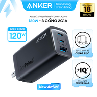 [Củ 120W] Dành cho Laptop | Củ Sạc Anker 3 cổng 2C1A 737 GaNPrime - 120W -  Hỗ trợ GaN PowerIQ - A21