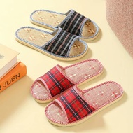 beach slipper Square rattan Linen hotel guest indoor slippers for women and mens