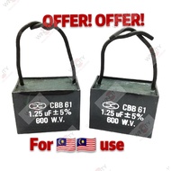 WSS Fan motor capacitor Kipas Fan Capasitor CBB61 250v-450VAC (1UF/1.2UF/1.25UF/1.5UF/1.8UF/2UF/2.5U