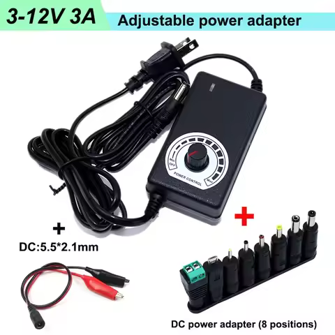 Adjustable AC To DC Power Supply 3-12V 3A 3V 6V 8V 9V 12V Power Supply Adapter Universal 220V To 12V
