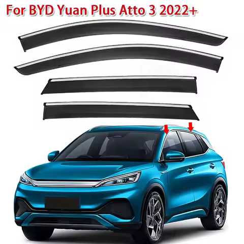 4pcs/set Car Side Window Deflectors Black Car Exterior Weather Shield for BYD Yuan Plus Atto 3 2022+