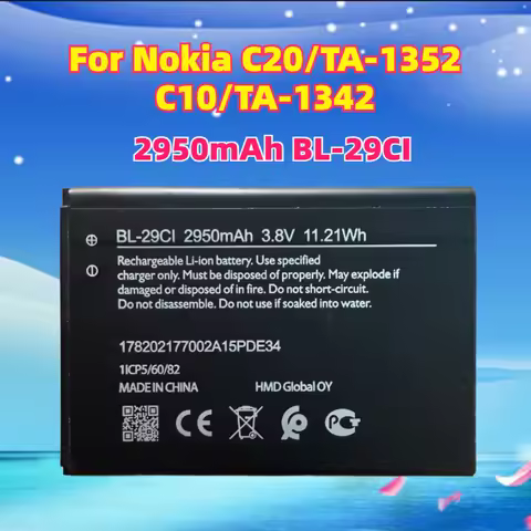New 2950mAh BL-29CI Battery for Nokia C20/TA-1352 C10/TA-1342 High Quality Batteries