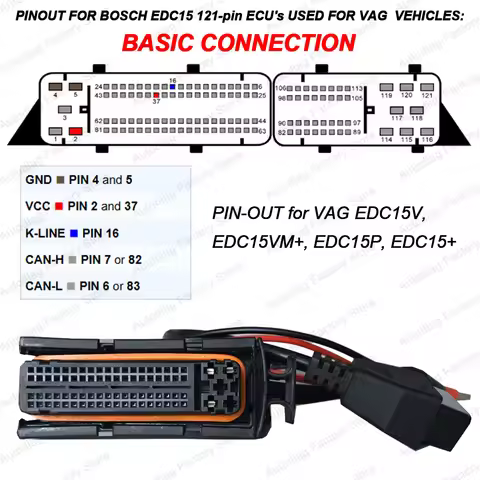 ECU Programming Cable For Bosch ME7 EDC15 EDC15P EDC15V EDC15VM+ Engine OBDII Diagnostic Cable For V